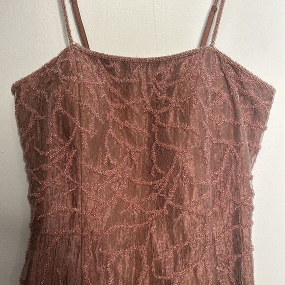 SCALA Dress Vintage Silk Lined Beaded Pink *PROJECT*  17"Chest 13"W 47"L *ripped - Picture 7 of 7